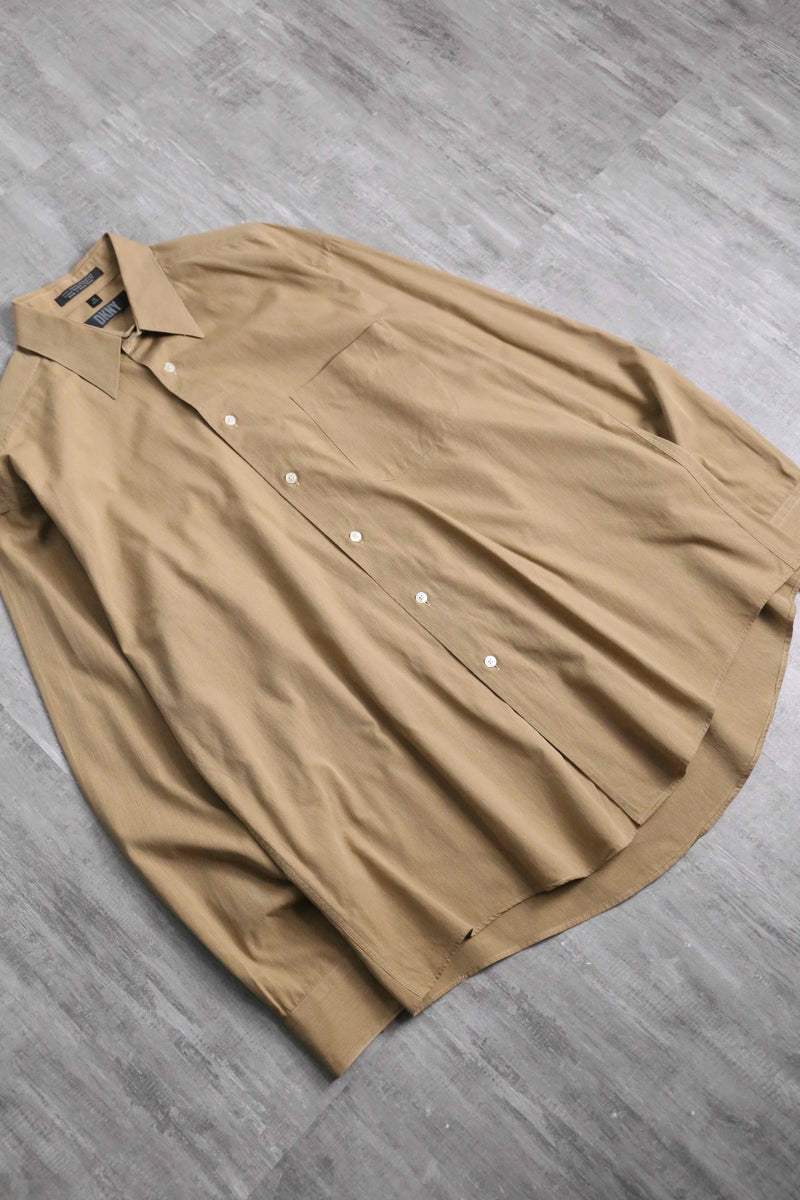 “DKNY” brown beige cotton dress shirt