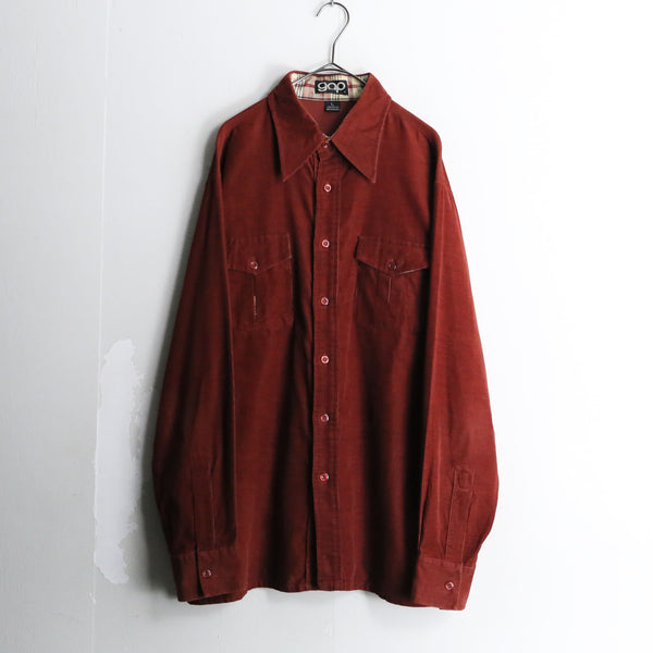 70’s "OLD GAP" wine red corduroy L/S shirt