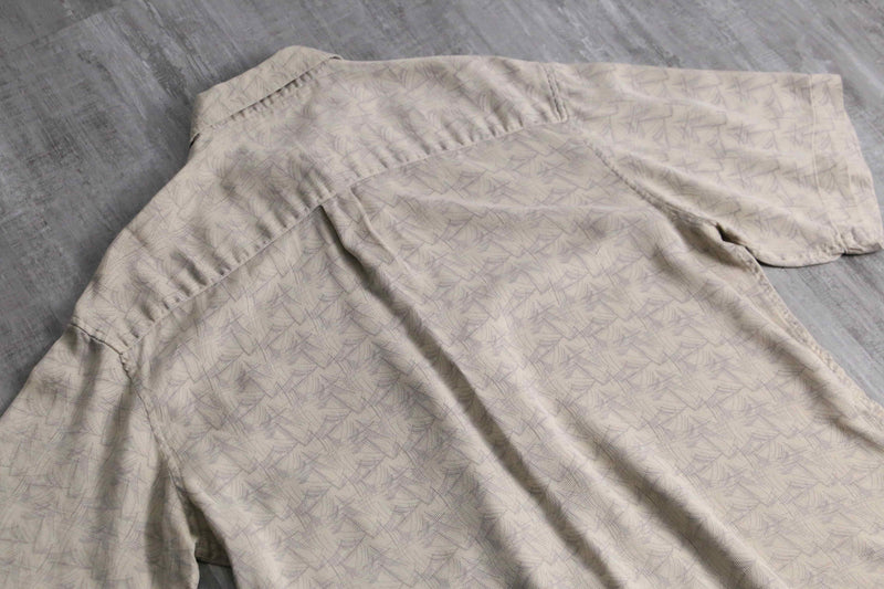 1990s PERRY ELLIS geometric S/S silk shirt