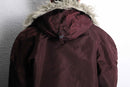 burgundy fur hood military jacket