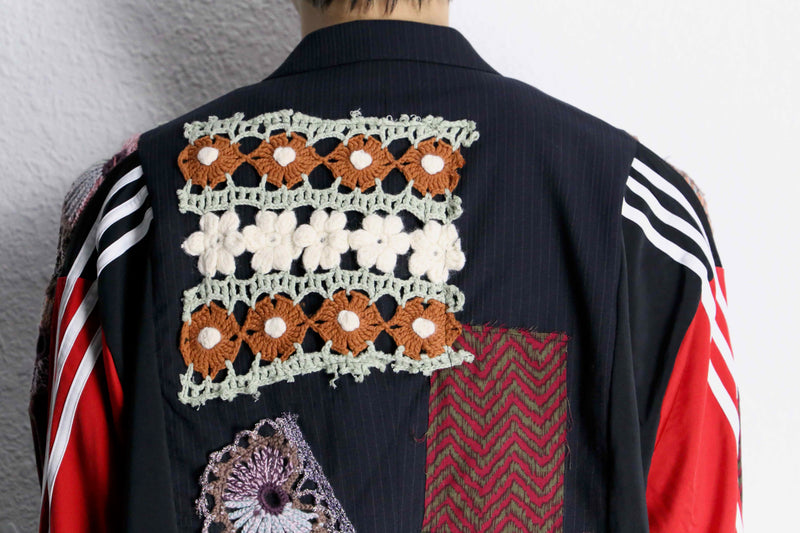 ''Re:make'' docking lace knitting tailored jacket
