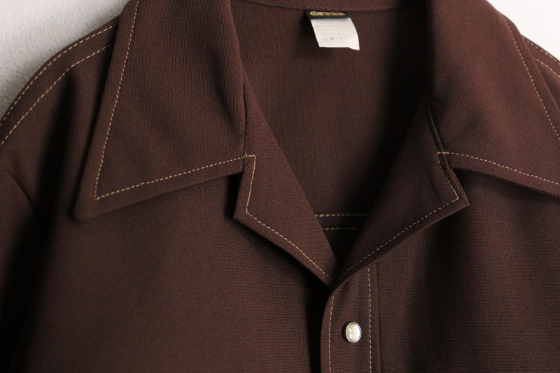 70's white stitch brown poly jacket