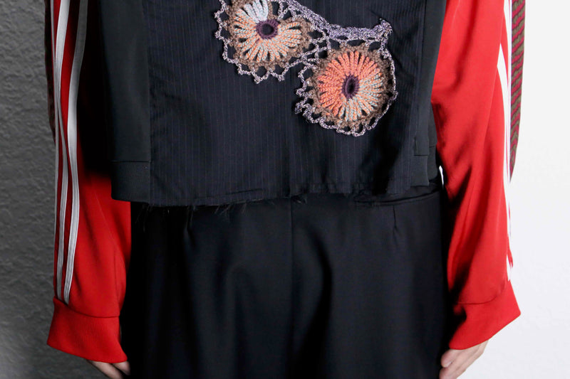 ''Re:make'' docking lace knitting tailored jacket