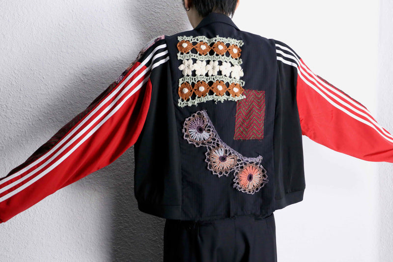 ''Re:make'' docking lace knitting tailored jacket
