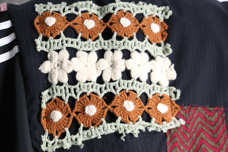 ''Re:make'' docking lace knitting tailored jacket