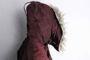 burgundy fur hood military jacket