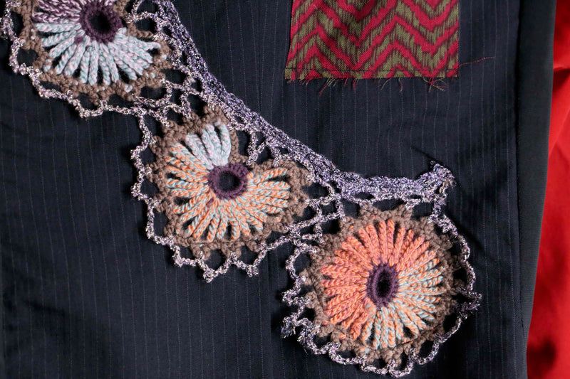 ''Re:make'' docking lace knitting tailored jacket