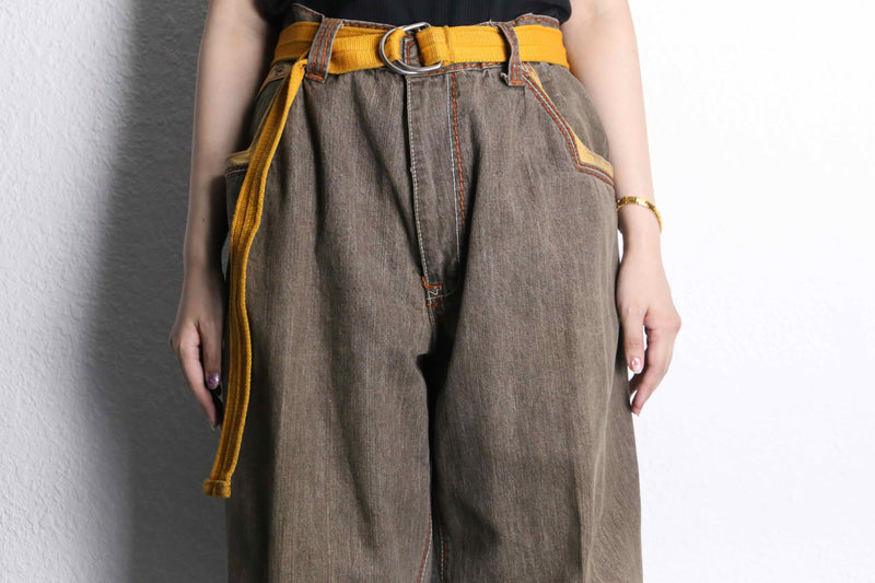 "knockout jeans" wide straight pants