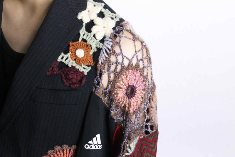''Re:make'' docking lace knitting tailored jacket