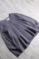 “FLAX” purple gray check linen jacket