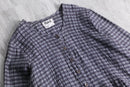 “FLAX” purple gray check linen jacket