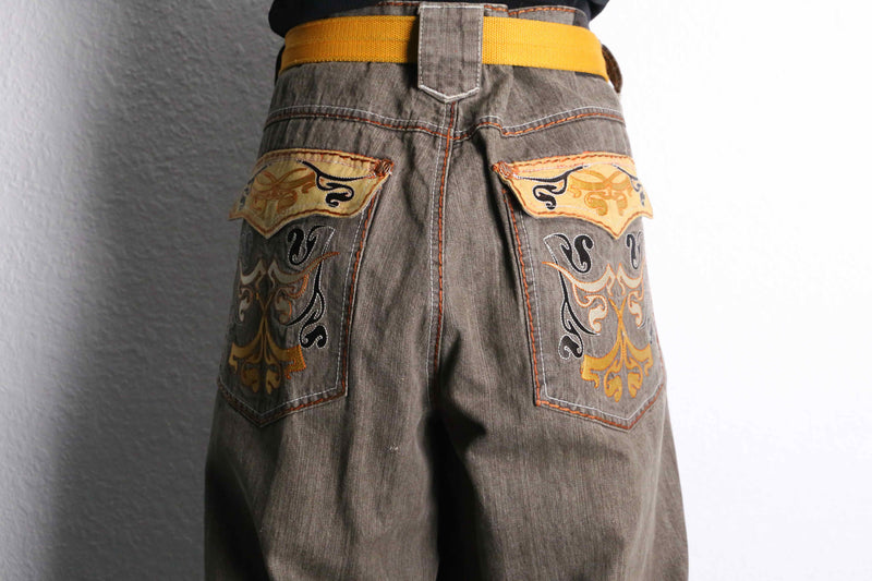 "knockout jeans" wide straight pants