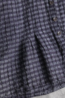 “FLAX” purple gray check linen jacket