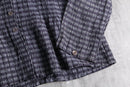 “FLAX” purple gray check linen jacket