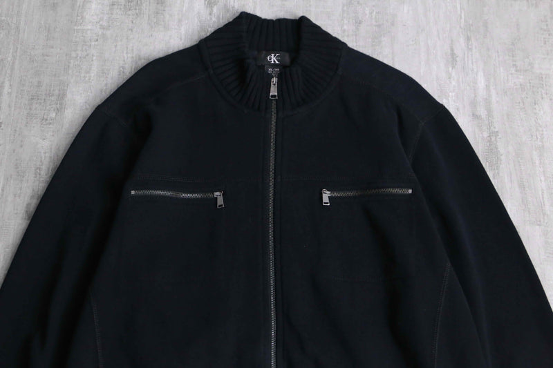 “Calvin Klein” black color mock neck zip sweat