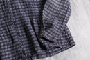 “FLAX” purple gray check linen jacket