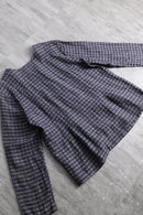 “FLAX” purple gray check linen jacket
