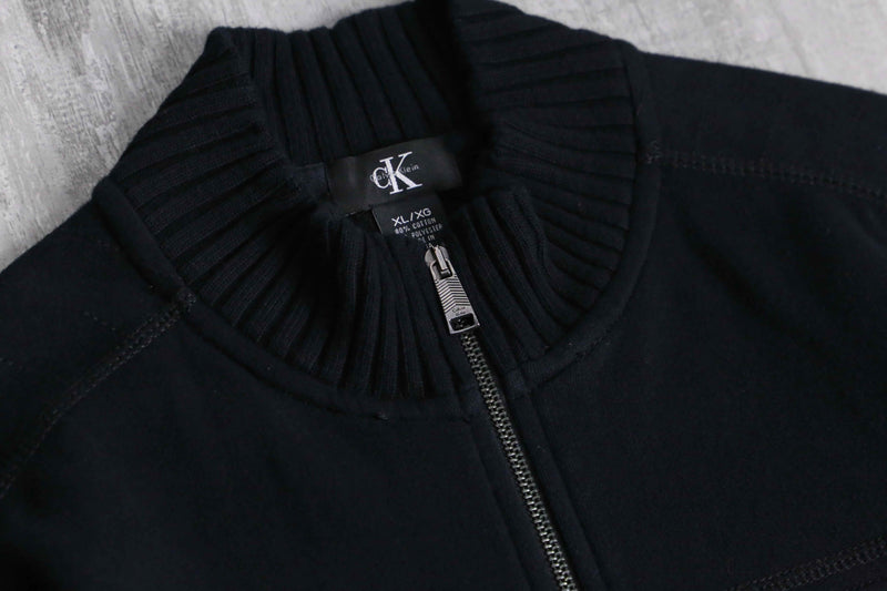 “Calvin Klein” black color mock neck zip sweat