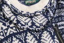 “Re:make”navy×white zip-in nordic knit