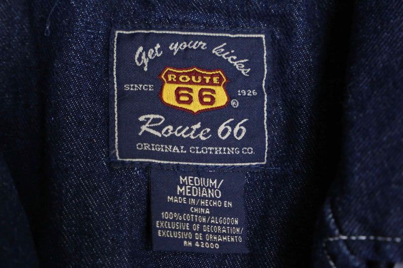 “ROUTE 66” double collar navy denim jacket