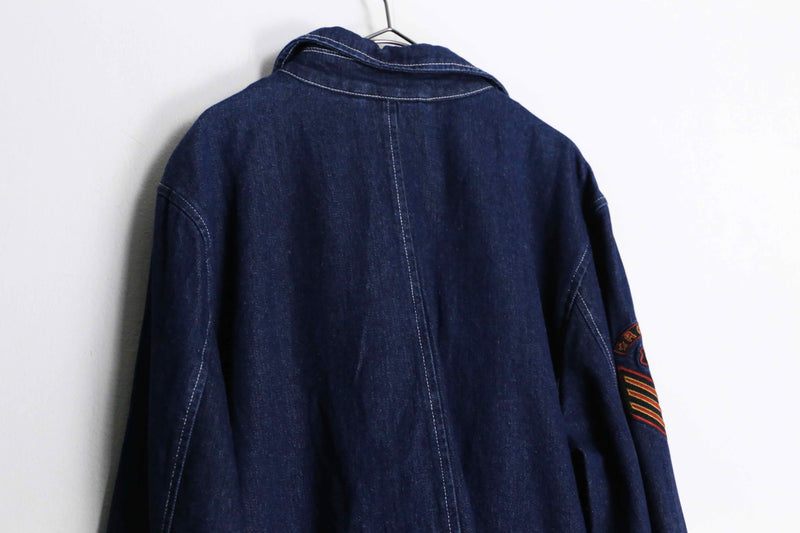 “ROUTE 66” double collar navy denim jacket