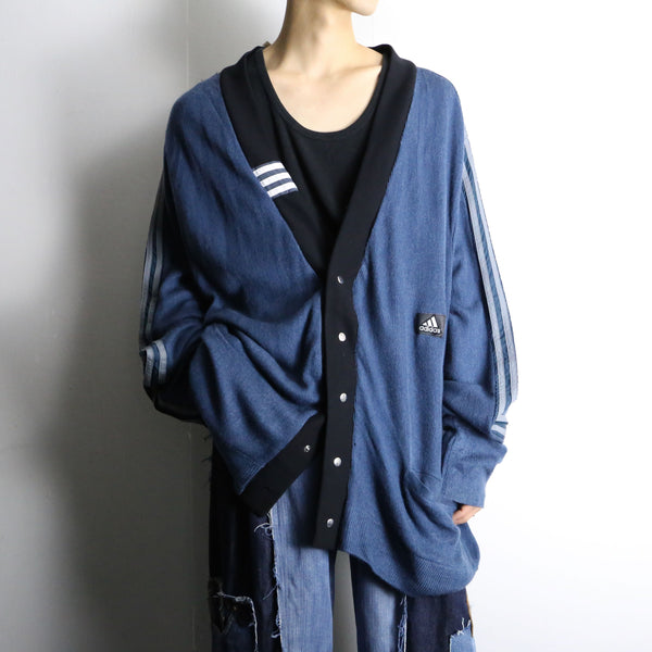 "Re:make" track × knit loose cardigan