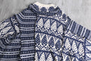“Re:make”navy×white zip-in nordic knit