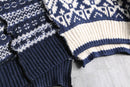 “Re:make”navy×white zip-in nordic knit