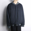 navy switching  hidden button placket blouson