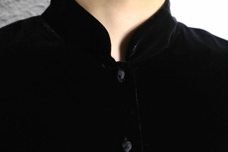velour mandarin collar china shirt