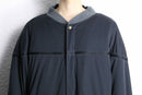 navy switching  hidden button placket blouson