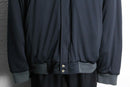 navy switching  hidden button placket blouson