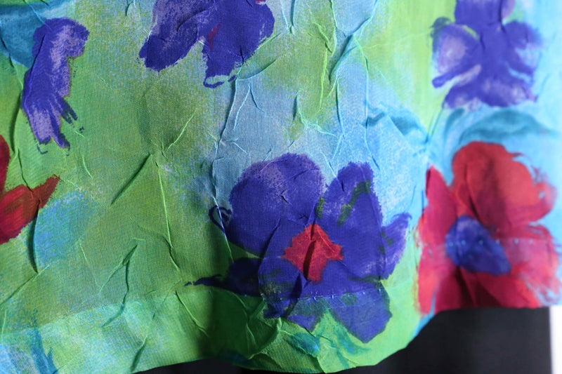 multi color flower design S/S sheer shirts