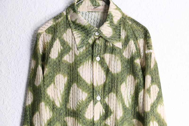 two tone animal like pattern sheer shirt