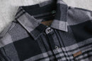 “ORVIS” gray horizontal stripe shirt