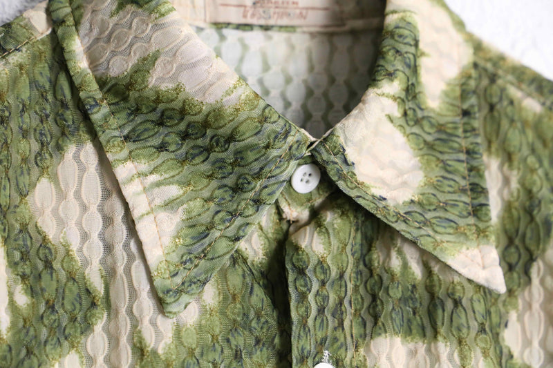 two tone animal like pattern sheer shirt