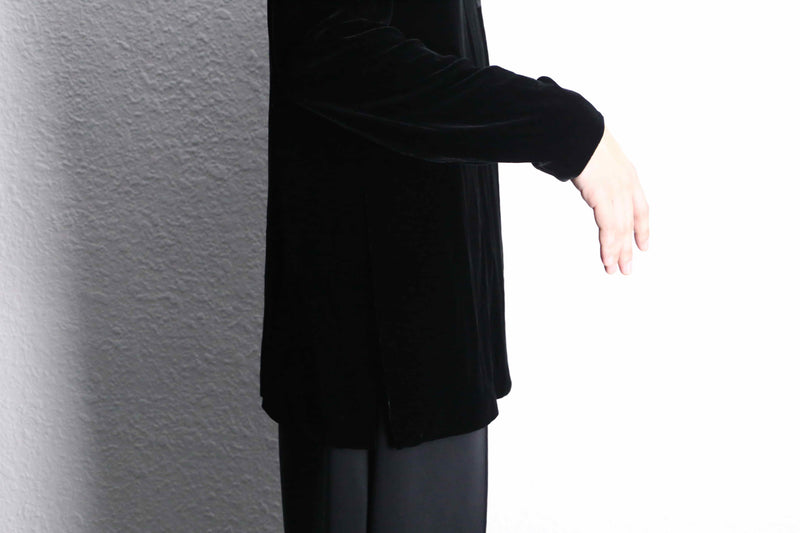 velour mandarin collar china shirt