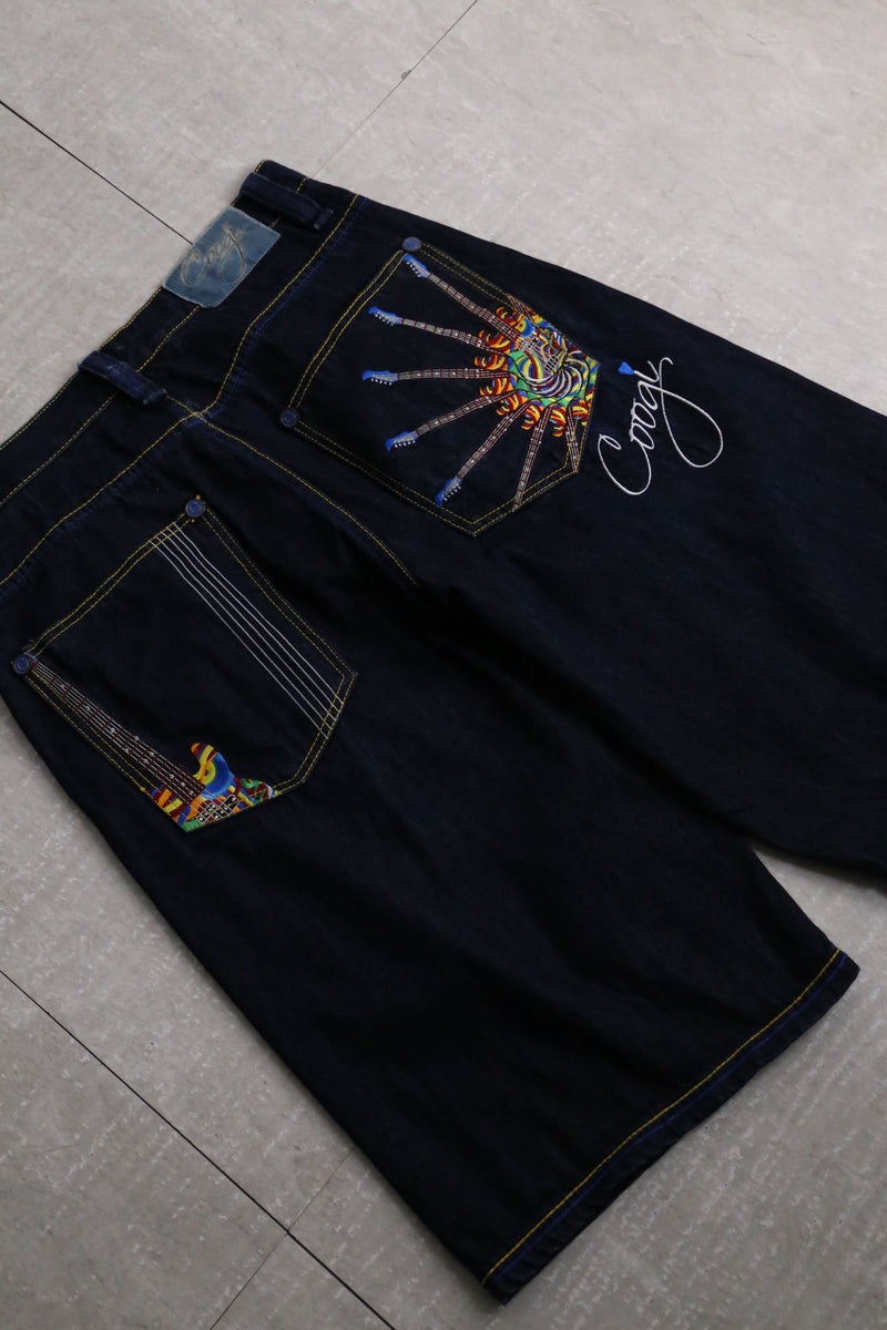 “COOGI” guitars embroidery buggy short denim pants