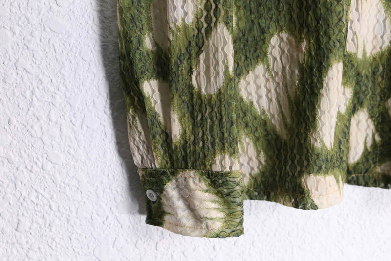 two tone animal like pattern sheer shirt