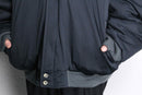 navy switching  hidden button placket blouson