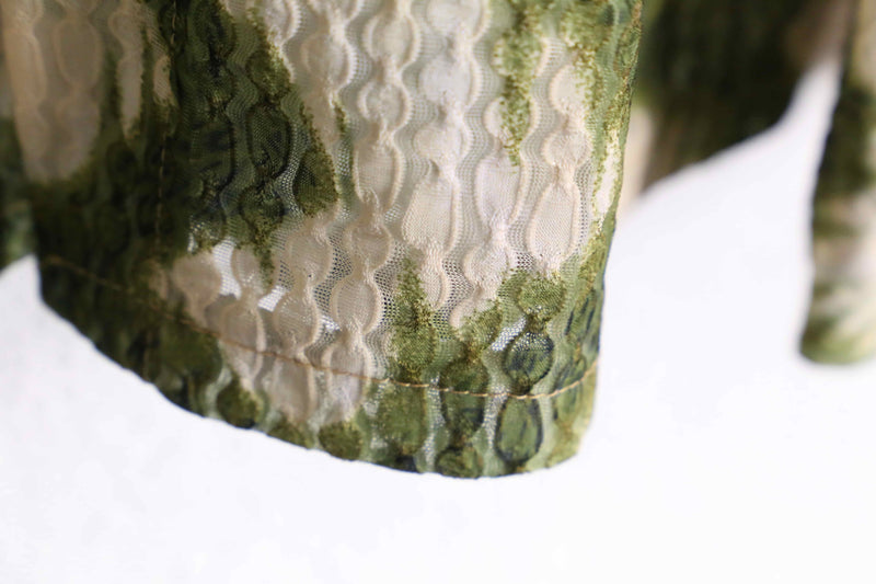 two tone animal like pattern sheer shirt