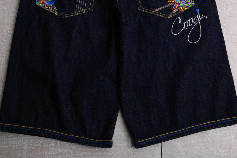 “COOGI” guitars embroidery buggy short denim pants