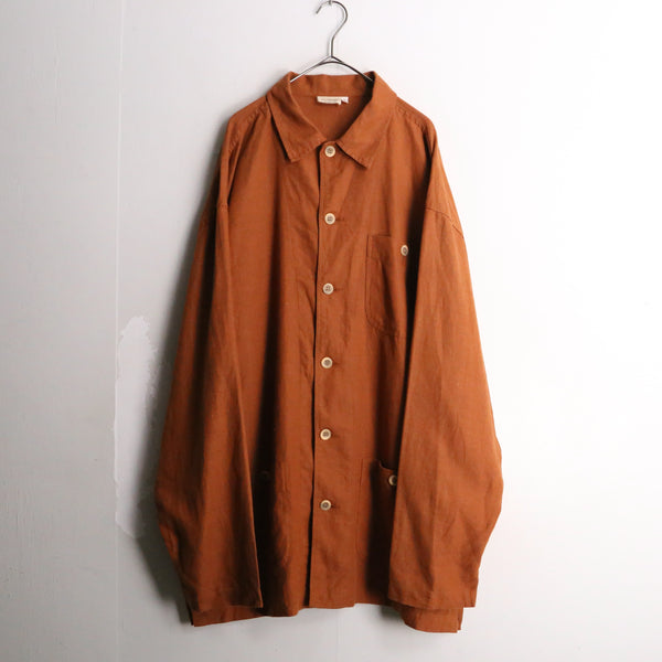 orange color linen cotton shirt