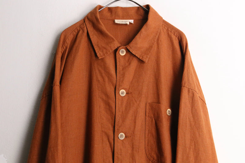 orange color linen cotton shirt