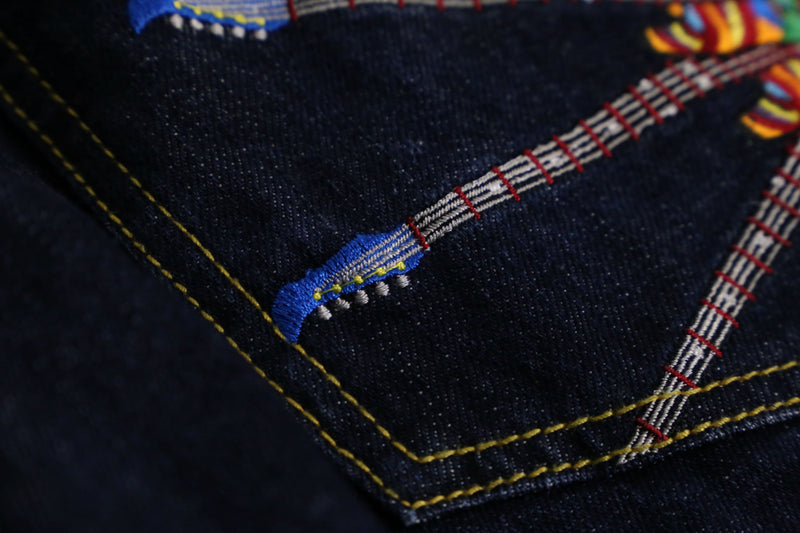 “COOGI” guitars embroidery buggy short denim pants