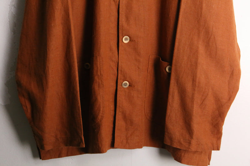 orange color linen cotton shirt