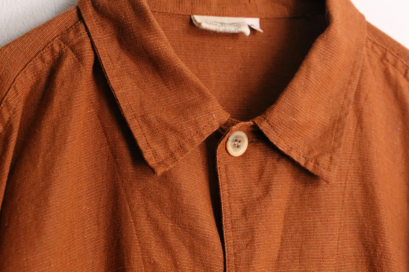 orange color linen cotton shirt