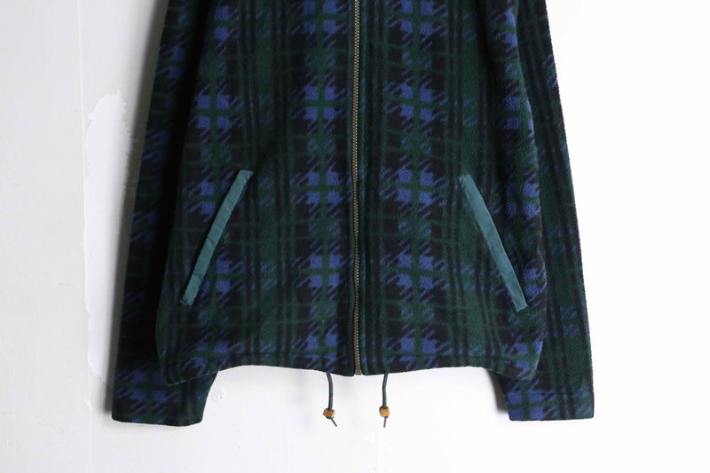 "L.L.bean" 80's green color check fleece parka