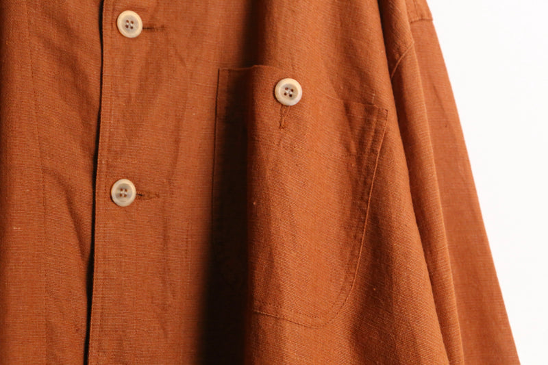 orange color linen cotton shirt