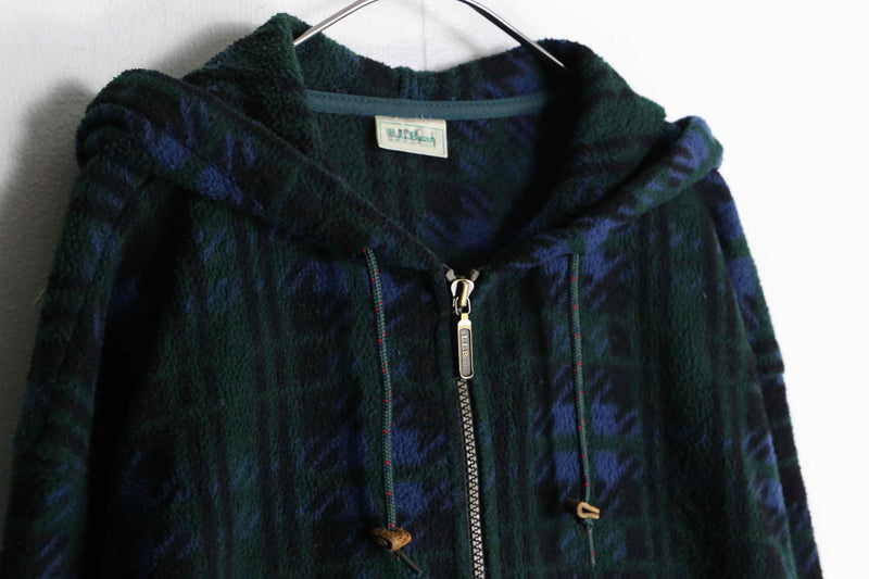 "L.L.bean" 80's green color check fleece parka